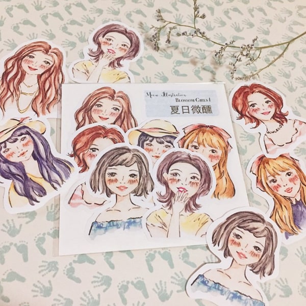 Meow Illustration Sticker Blossom Girls I