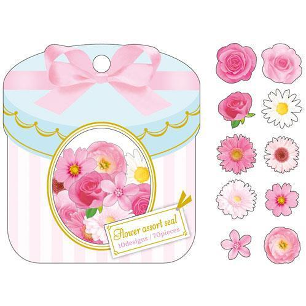 Mind Wave Pink Flower Assort Flake Seal Sticker