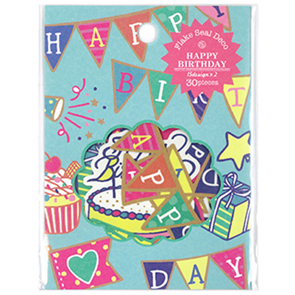 Z & K Flake Seal Deco Sticker Blue Happy Birthday