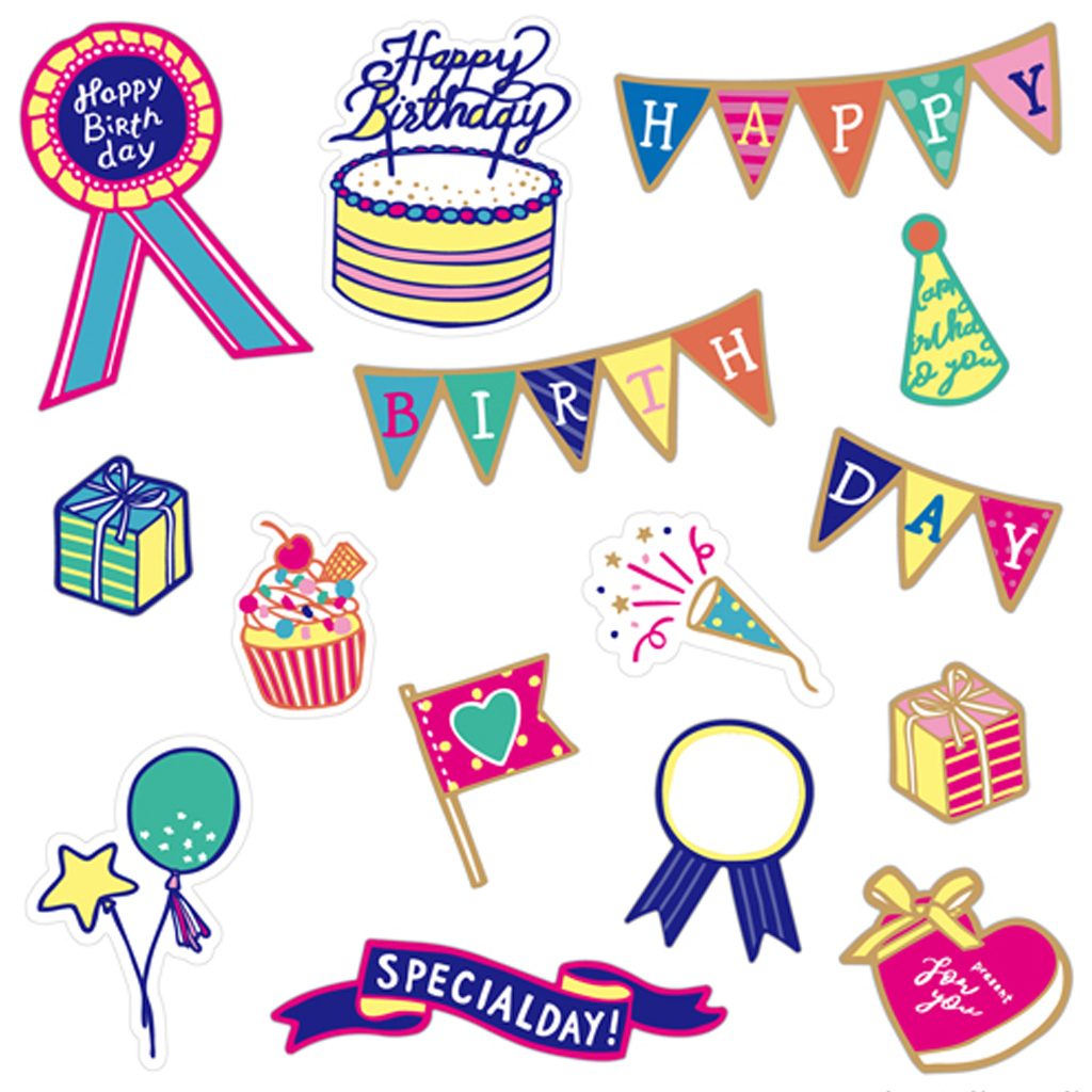 Z &amp; K Flake Seal Deco Sticker Blue Happy Birthday