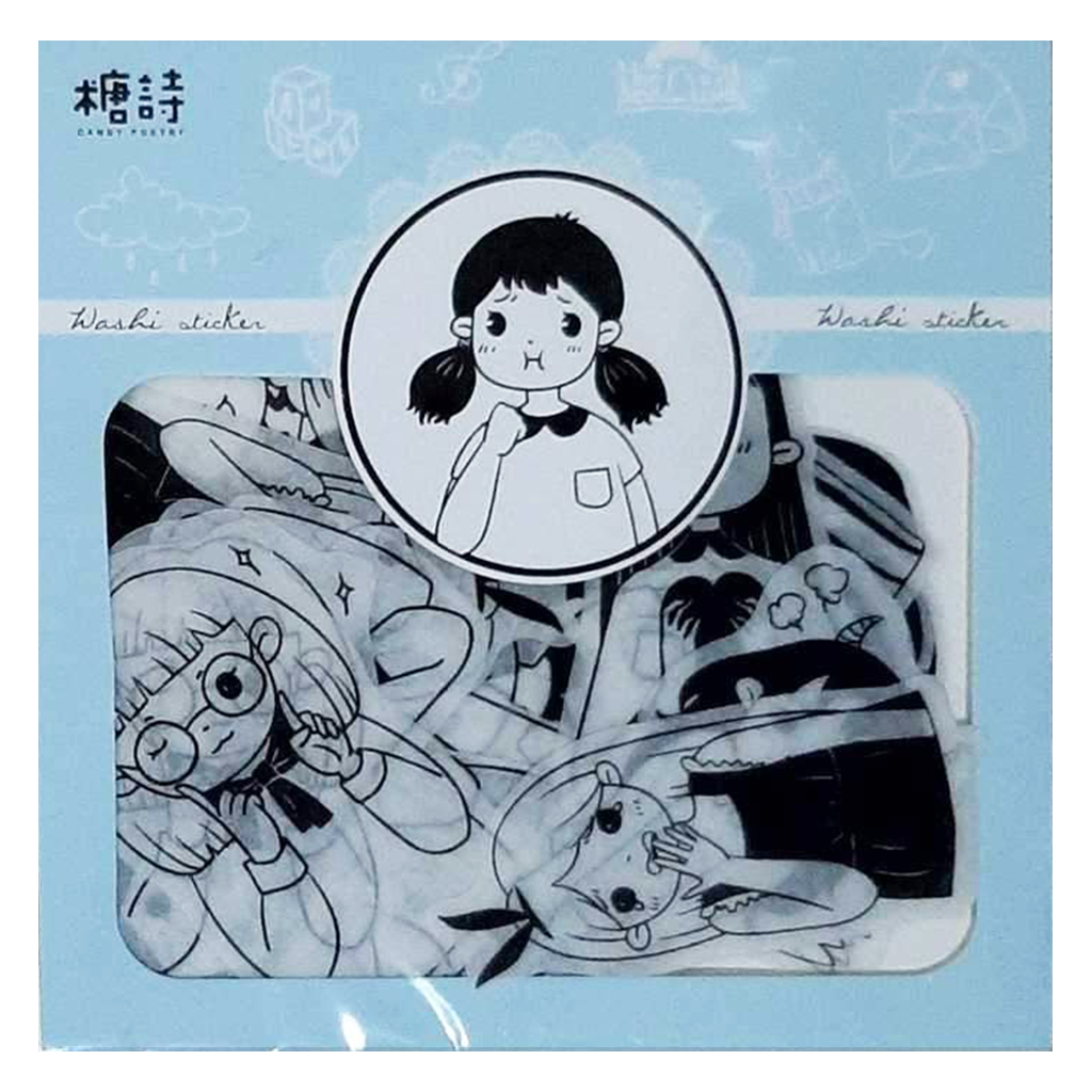 Candy Poetry Blue Girl Washi Sticker