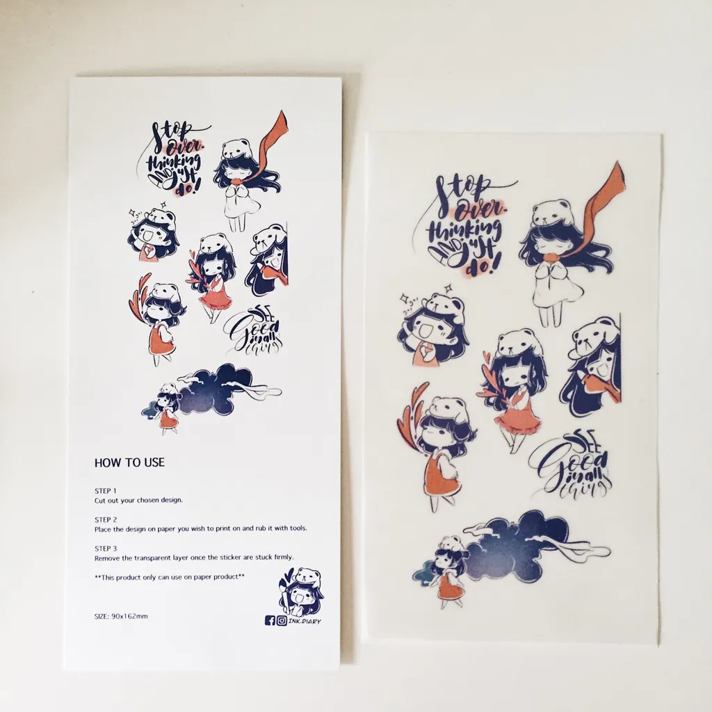 Ink Diary Print-On Sticker Blue Girl