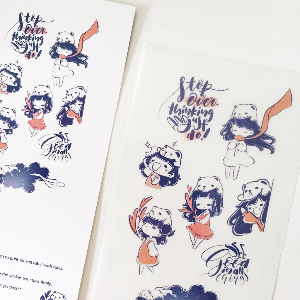 Ink Diary Print-On Sticker Blue Girl