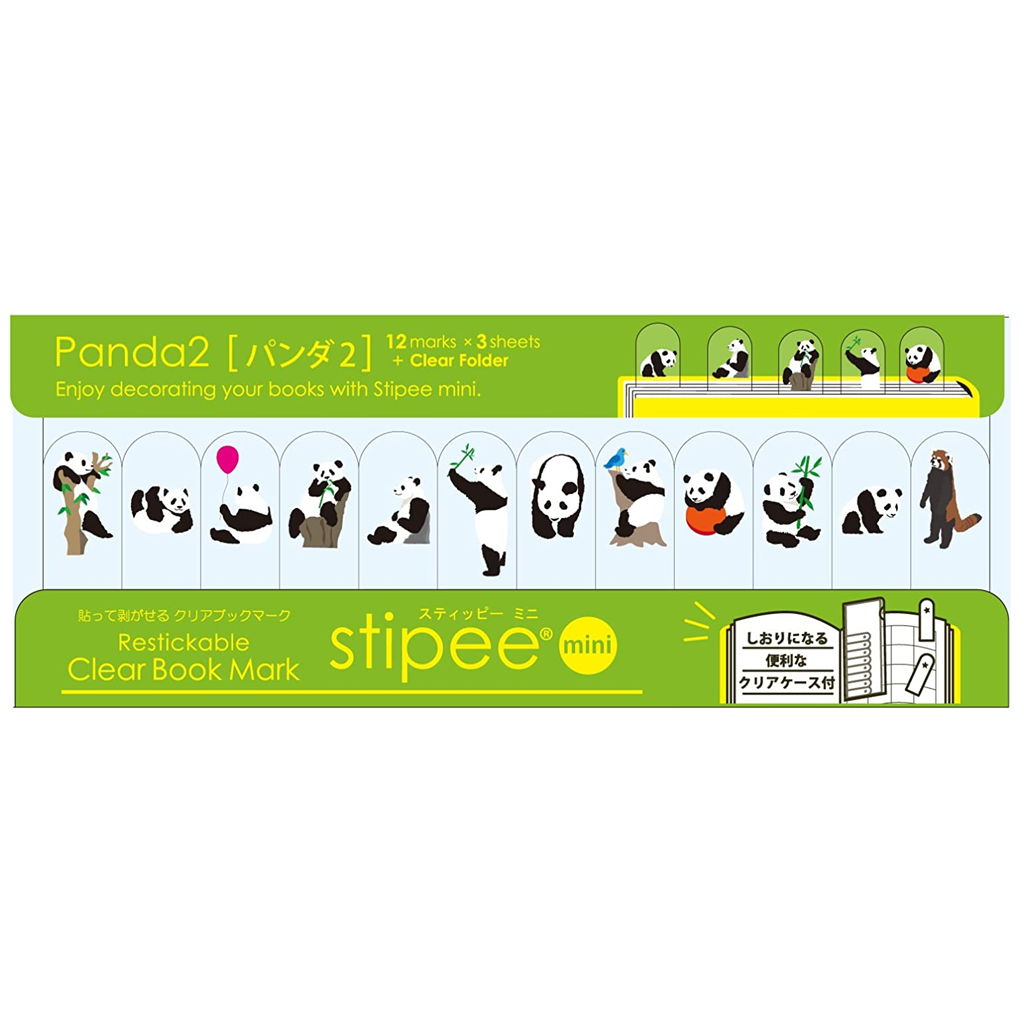 Plastic Arts Stipee Mini Restickable Clear Bookmark Panda