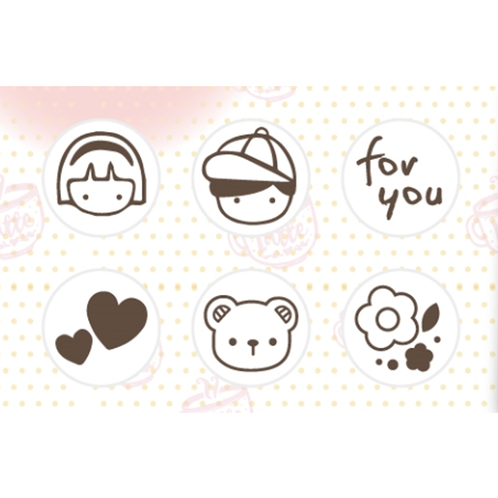 Micia Cute Icon Cylinder Stamp - Boy Girl With Bear