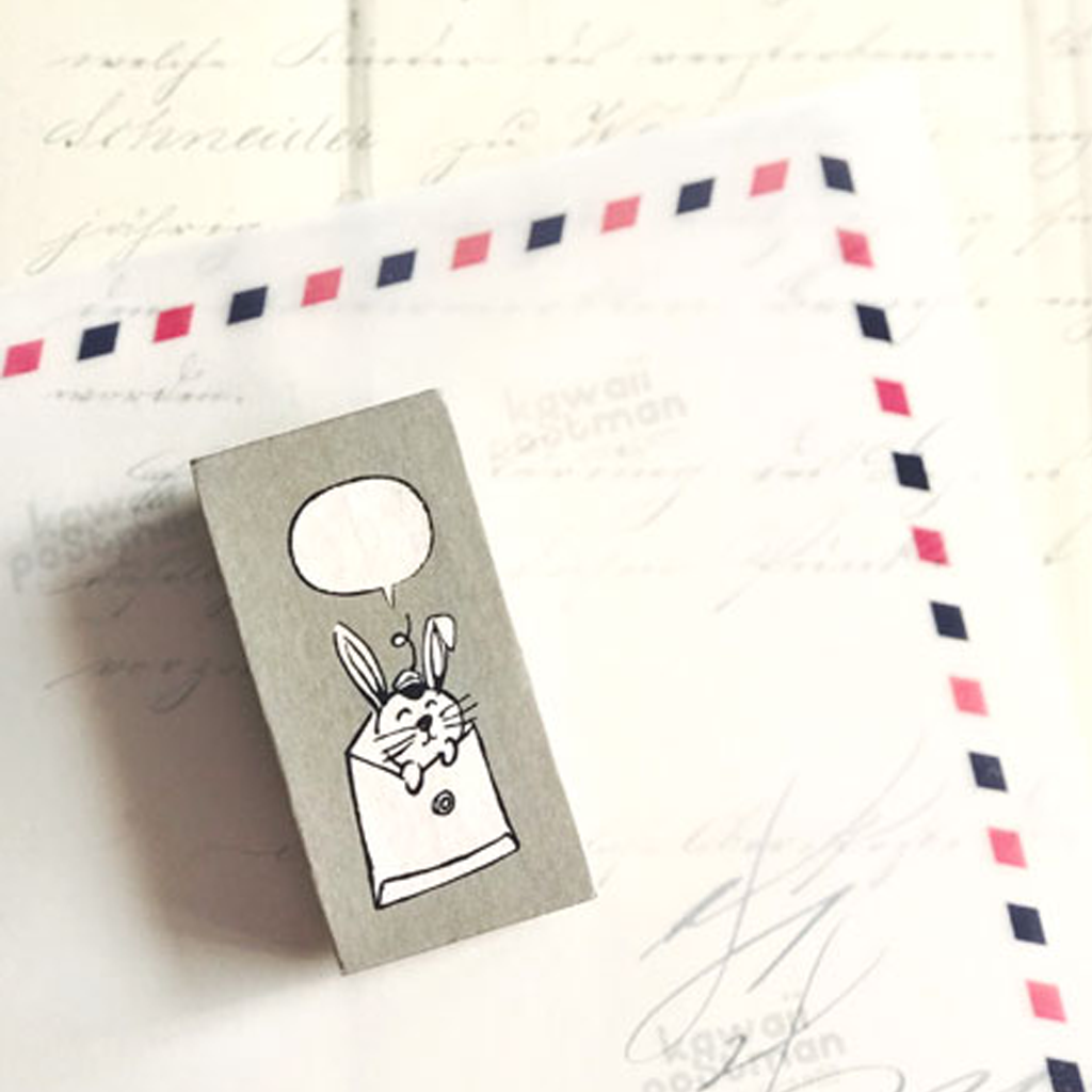 Kawaii Postman Rubber Stamp - Mr. Bunny