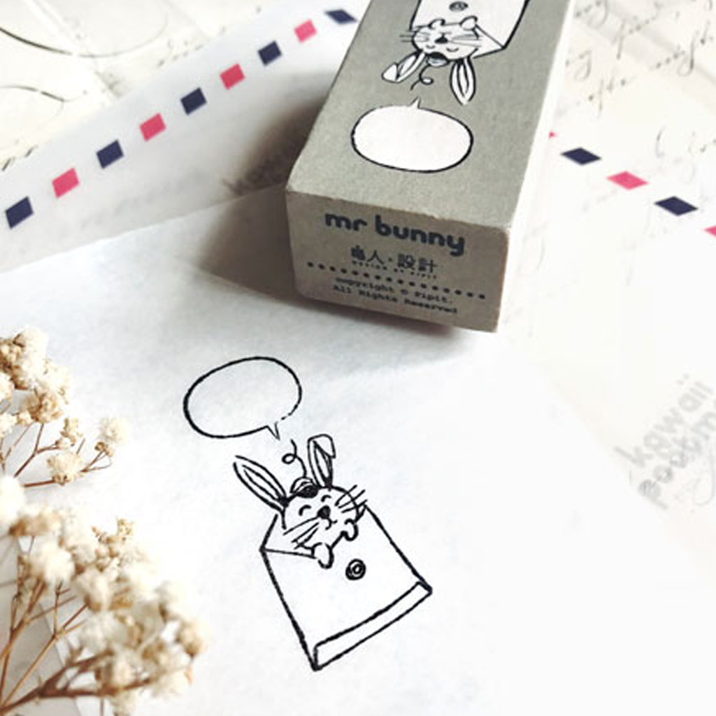 Kawaii Postman Rubber Stamp - Mr. Bunny