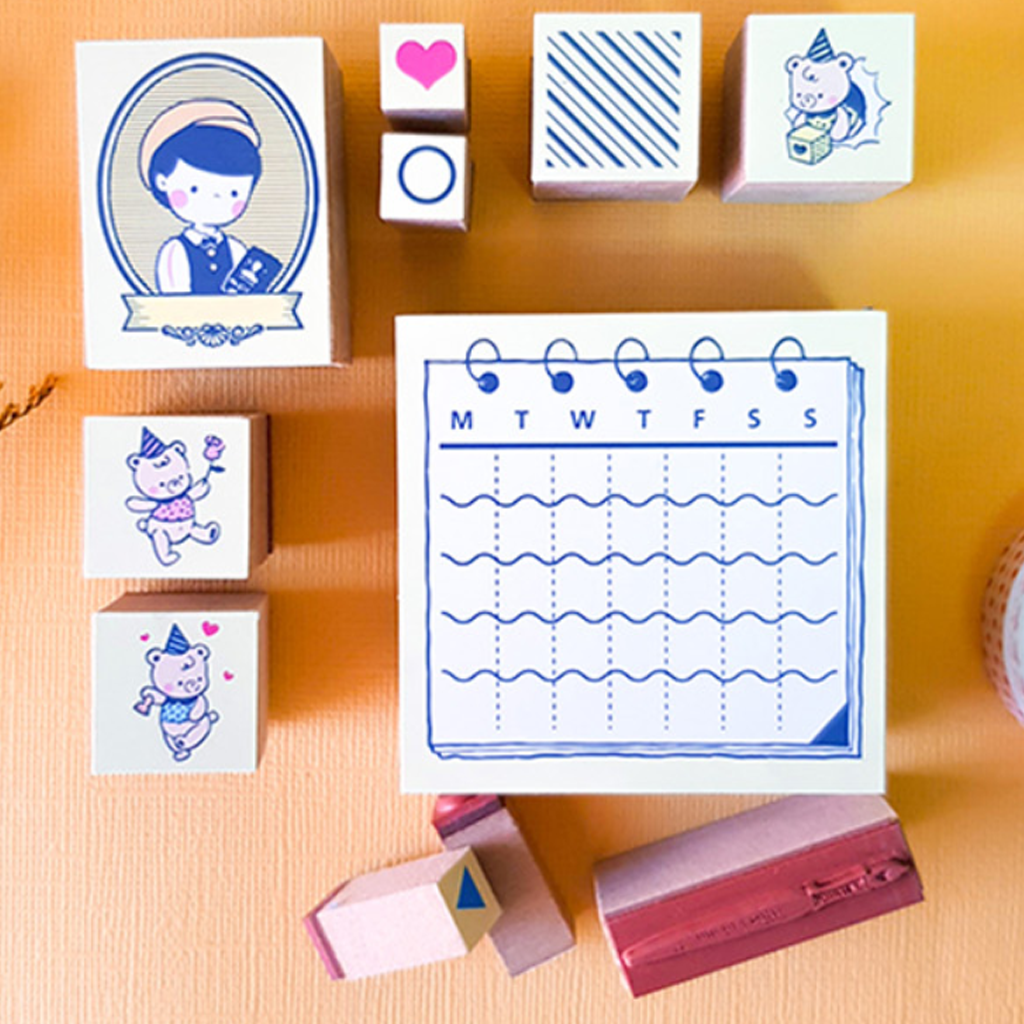 Micia Little People Sweet Diary Stamp Set - Calendar Bear