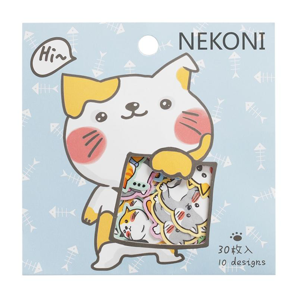 Nekoni Cat With Fish Flake Sticker