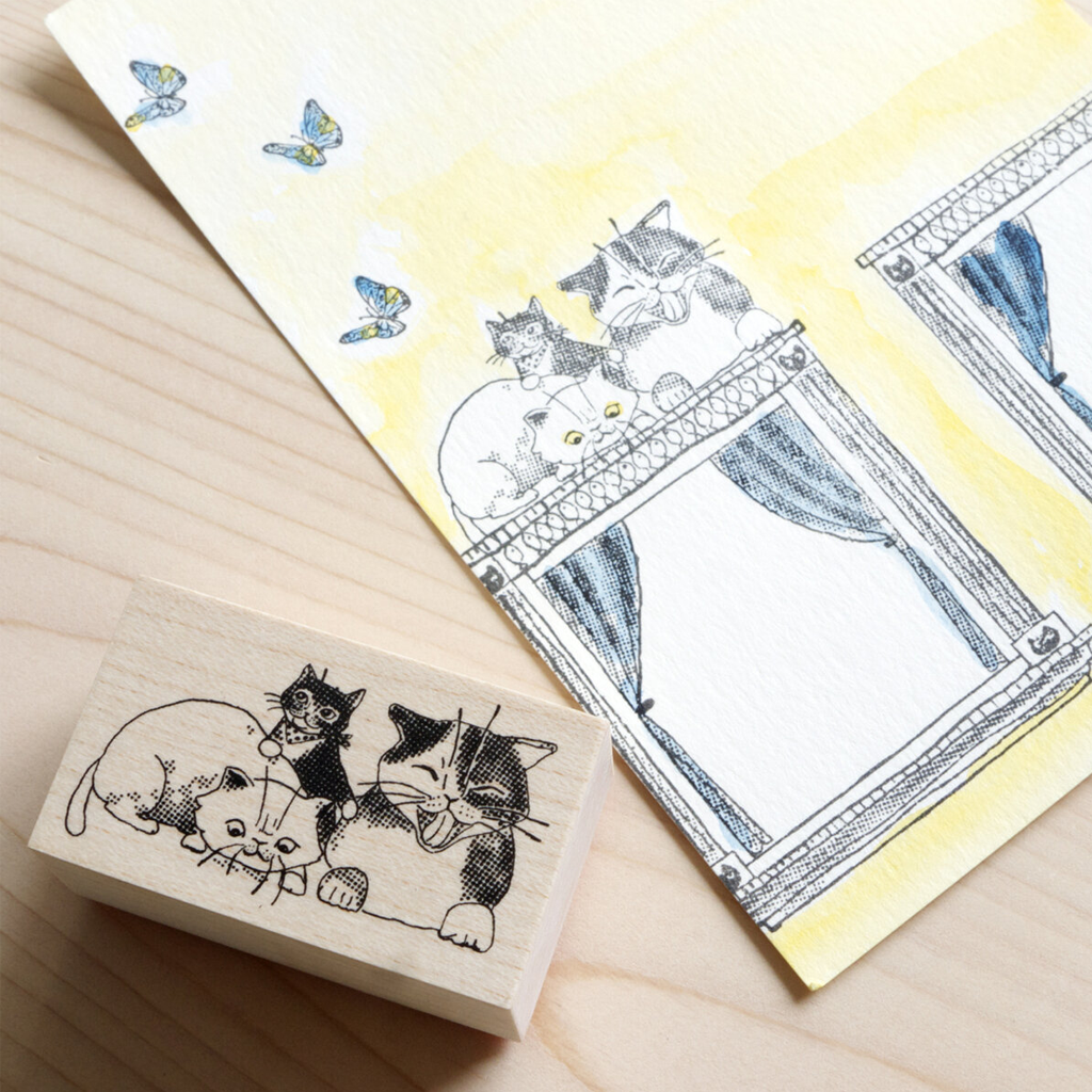 Akamegane Rubber Stamp - Jackson Family Kittens