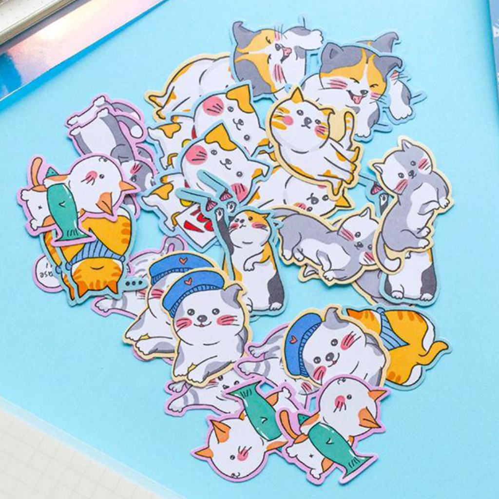 Nekoni Cat With Fish Flake Sticker