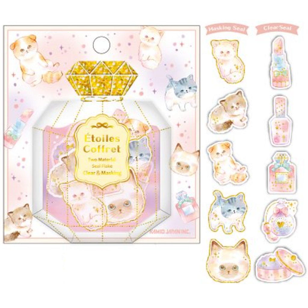 Kamio Japan Flake Sticker Etoiles Coffret Cat &amp; Cosmetic