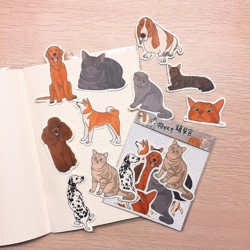 Flake Sticker Happiness Grass - Cat And Dog