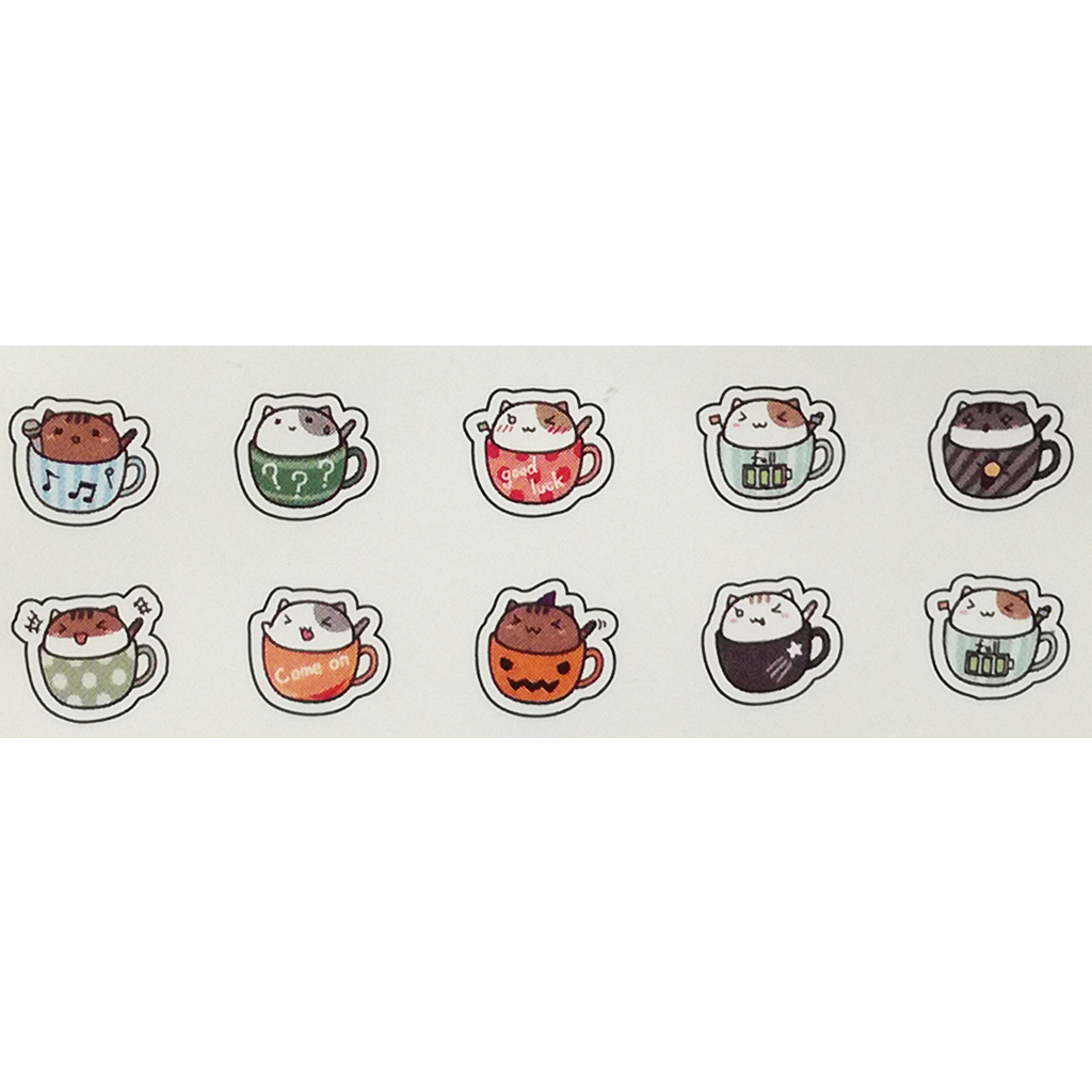 Kamio Japan Cat In Cup Flake Sticker