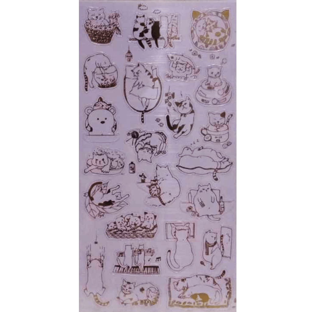 Nekoni Original Designs Sticker - Golden Foil Cat And Friends