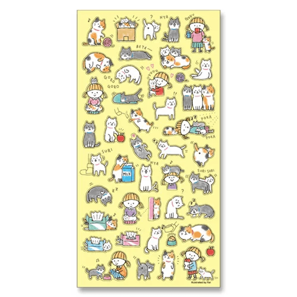 Mind Wave Sticker - Cat And Girl