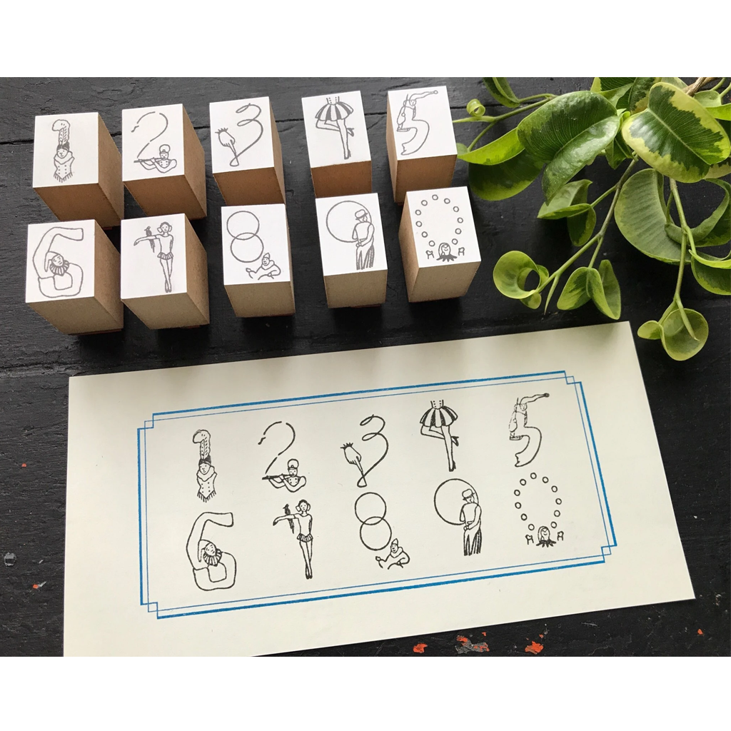 Rakui Hana Number Rubber Stamp Set
