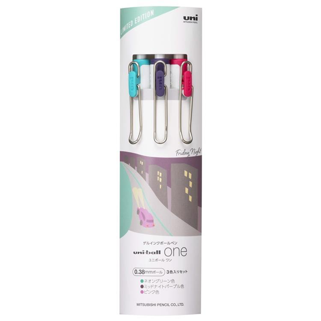 Uniball One 0.38mm Gel Ink City Pop Color Friday Night 3 Color Set