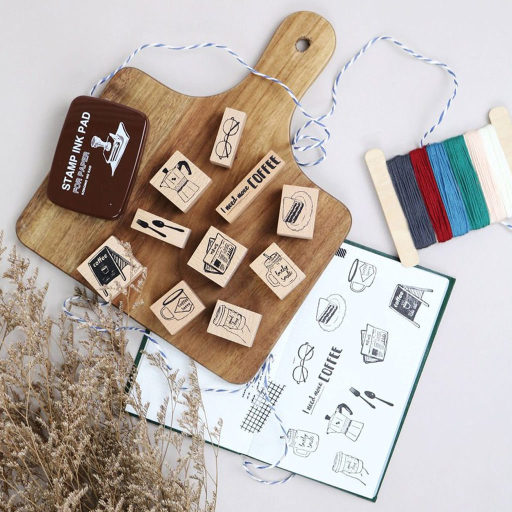 Bon Bon Sticker Rubber Stamp - Coffee Set