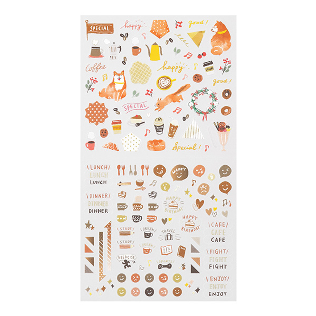 Midori Notebook Sticker Color Brown Pattern