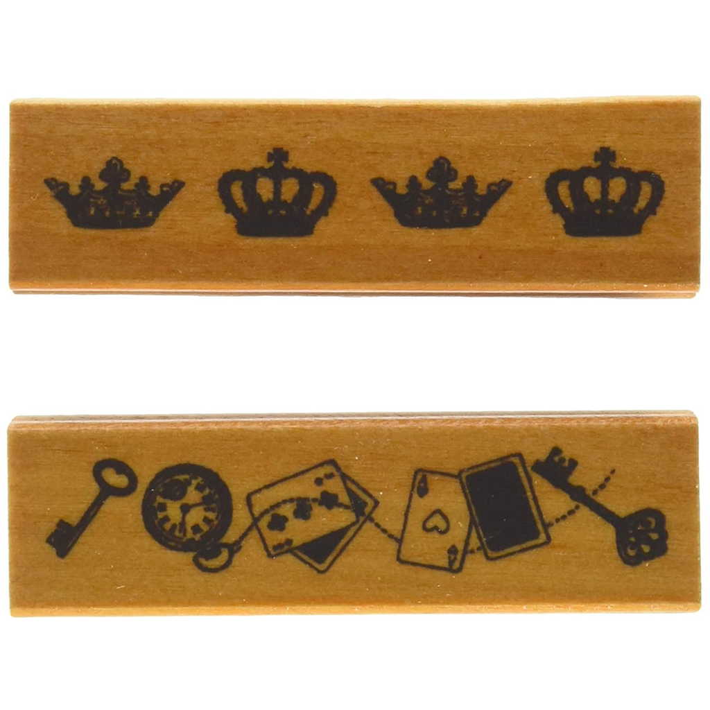 Kodomo No Kao Rubber Stamp - Crown And Cards