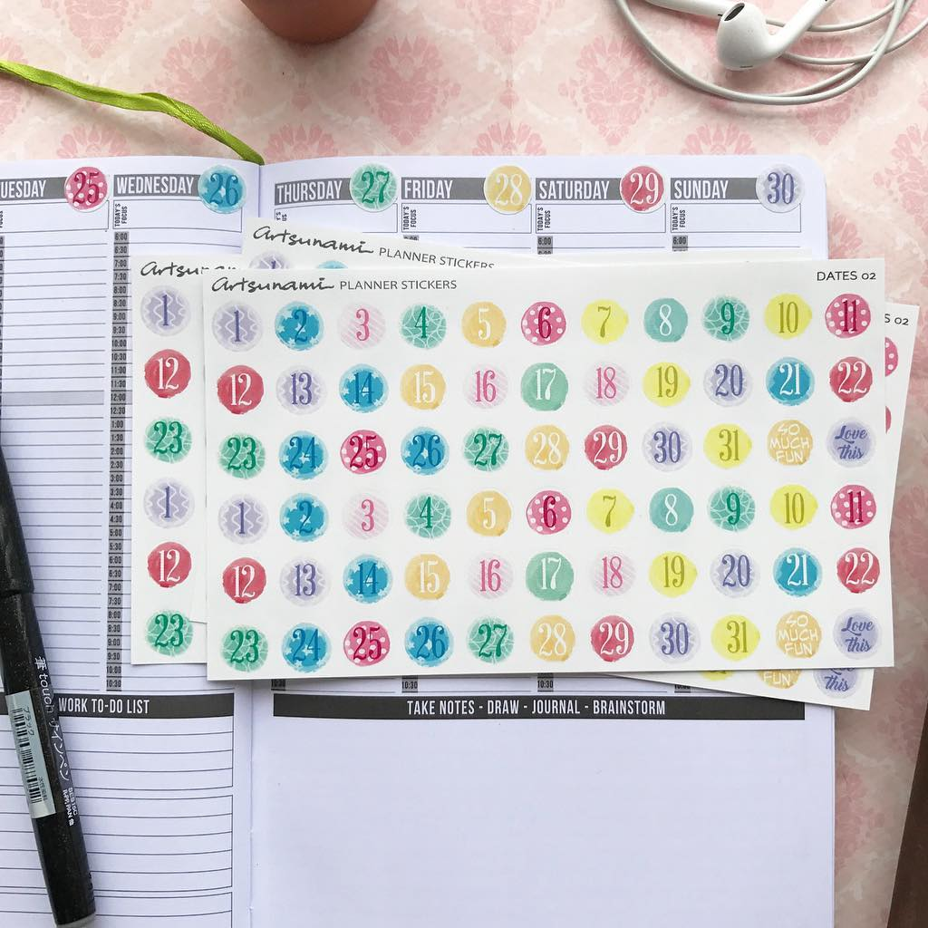 Artsunami Planner Sticker Dates 02