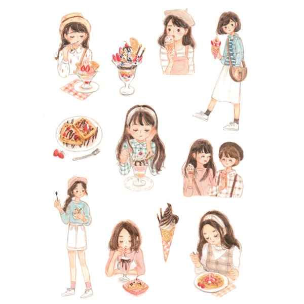 Carrie Illustration Flake Sticker Dessert Time