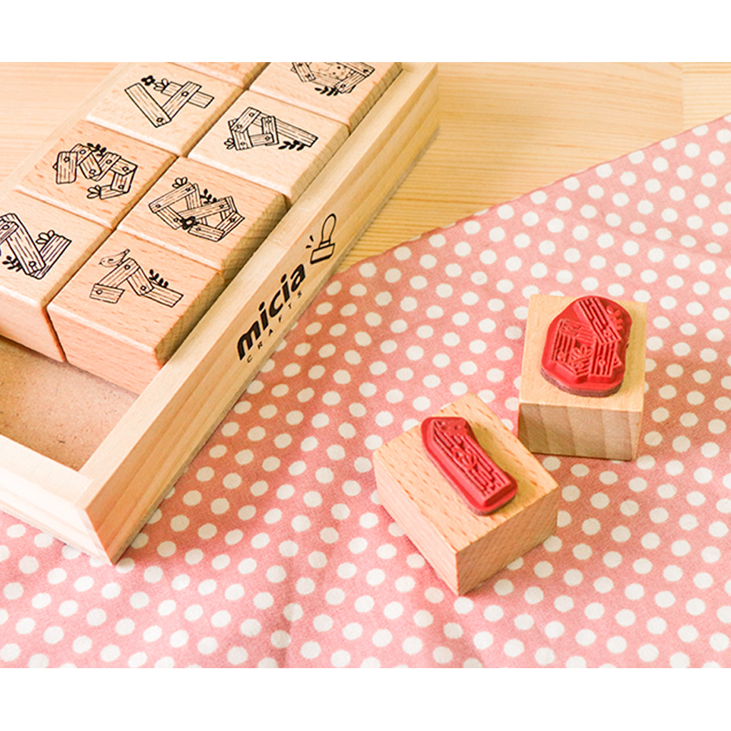 Micia Rubber Stamp - Wooden Box Digital Stamp Set
