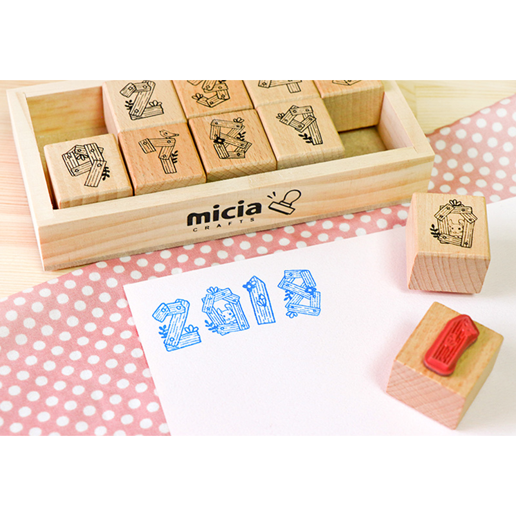 Micia Rubber Stamp - Wooden Box Digital Stamp Set