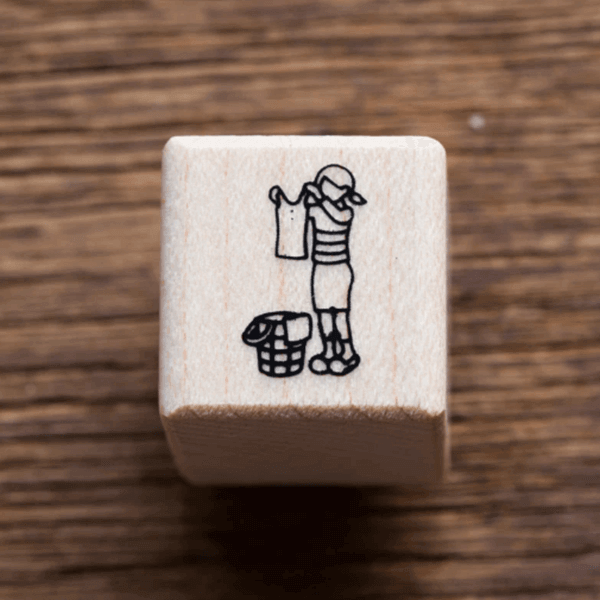 Plain Rubber Stamp - Doing Laundry