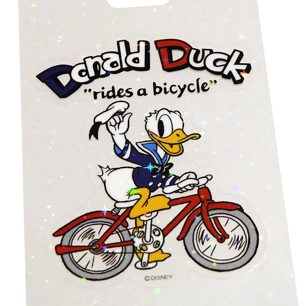 Disney Donald Duck Glittering Transparent Big Sticker - Bicycle Model