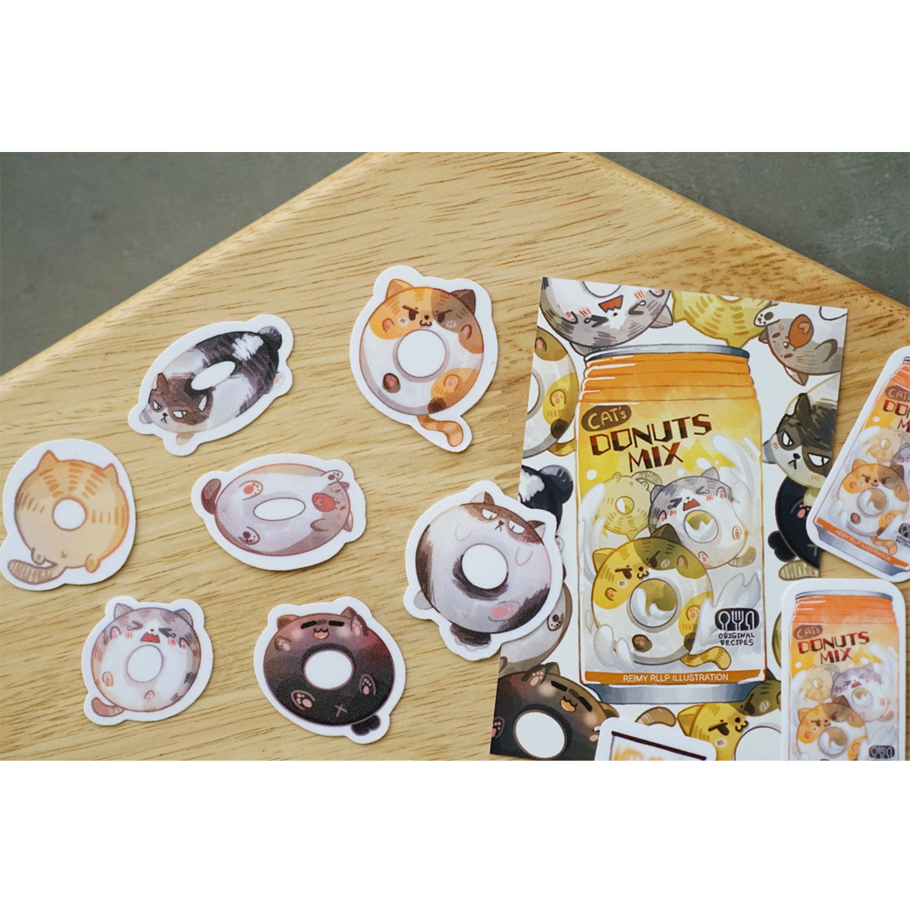 Reimy Cat&#39;s Donuts Mix Sticker Pack