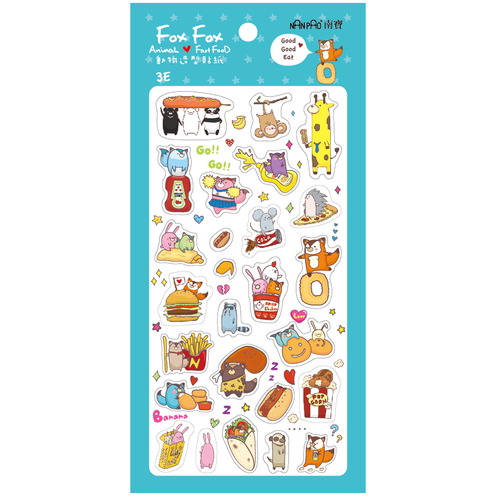 Nan Pao Transparent Sticker - Fox Fox Animal Fast Food