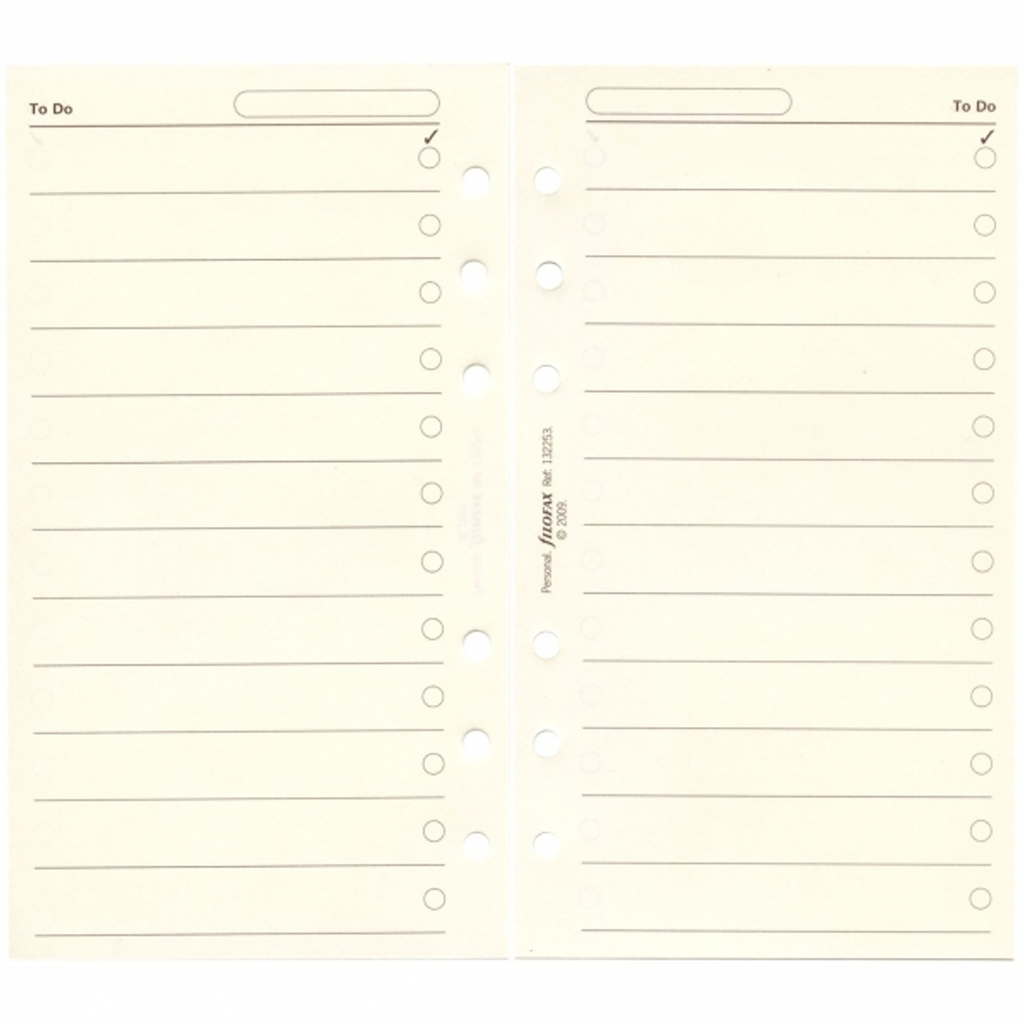 Filofax Bible Size To Do Cotton Cream Organizer Refill