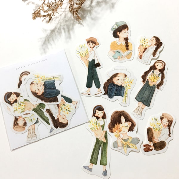 Carrie Illustration Flake Sticker Florist Fall