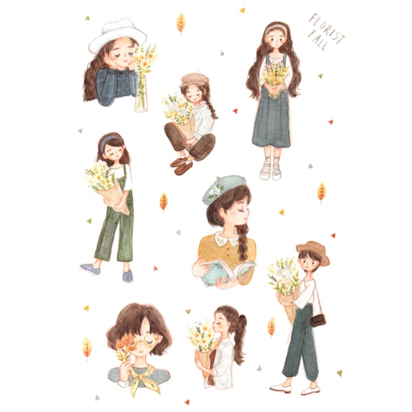 Carrie Illustration Flake Sticker Florist Fall