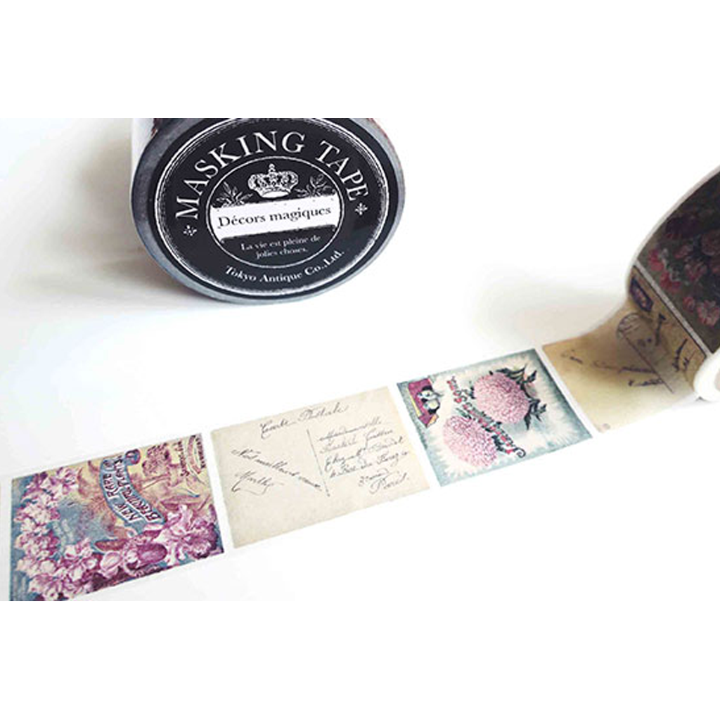 Tokyo Antique Masking Tape - Flower Postcard
