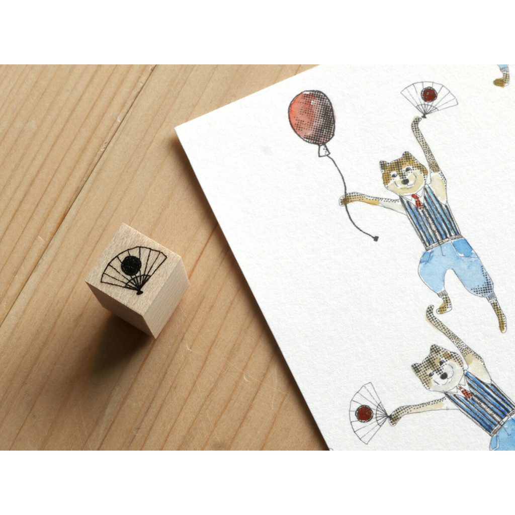 Akamegane Mini Rubber Stamp - Folding Fan
