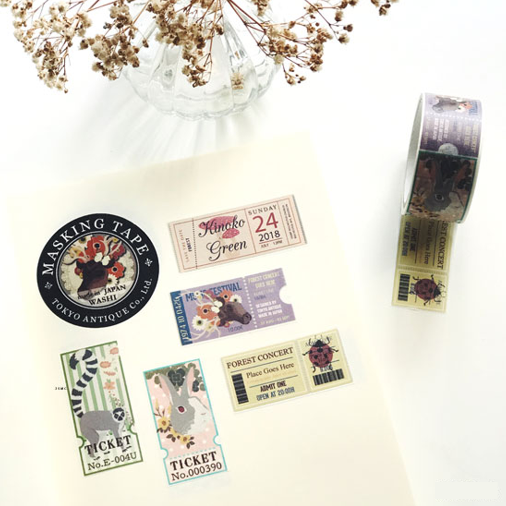 Tokyo Antique Masking Tape - Forest Ticket