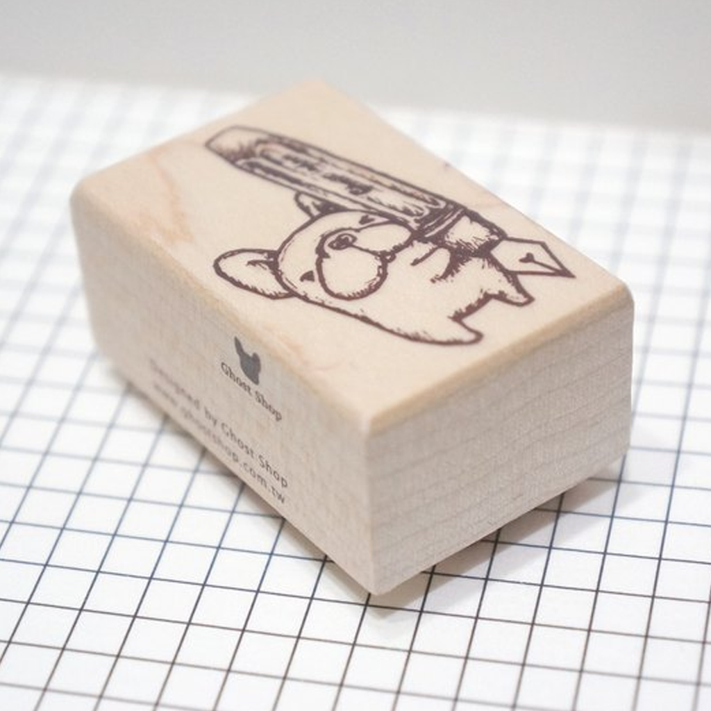 Ghost Shop Rubber Stamp - Fu Bao And Fountain Pen