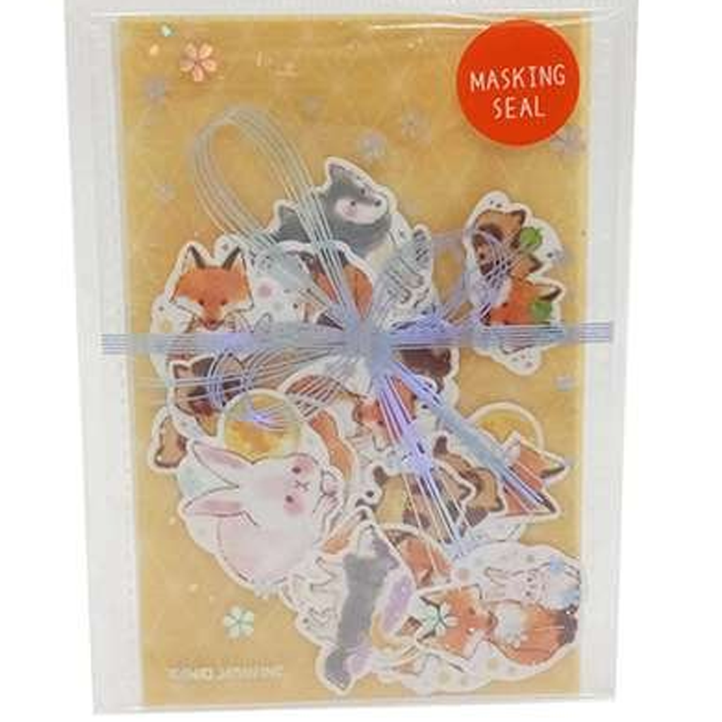 Kamio Japan Flake Sticker Masking Seal Fox And Rabbit