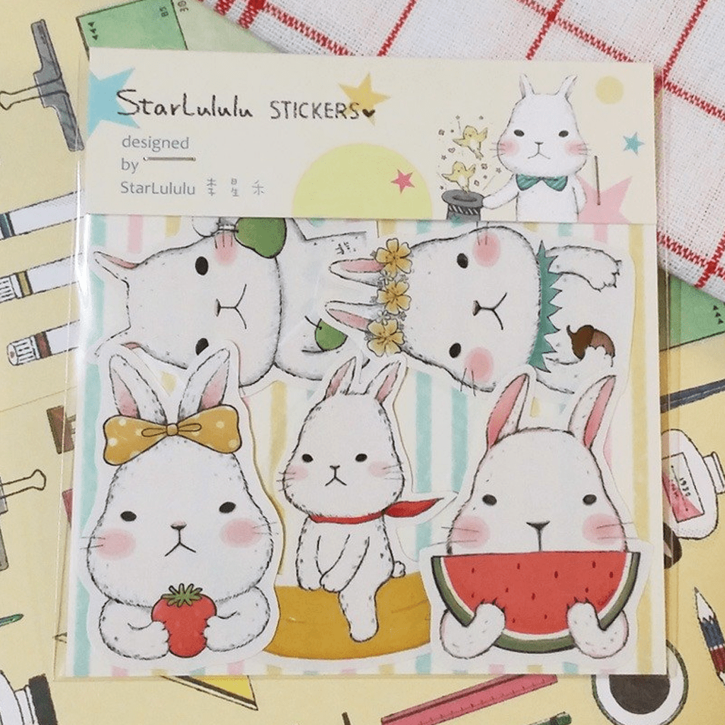 Starlulu Flake Sticker Cute White Rabbit Fruits