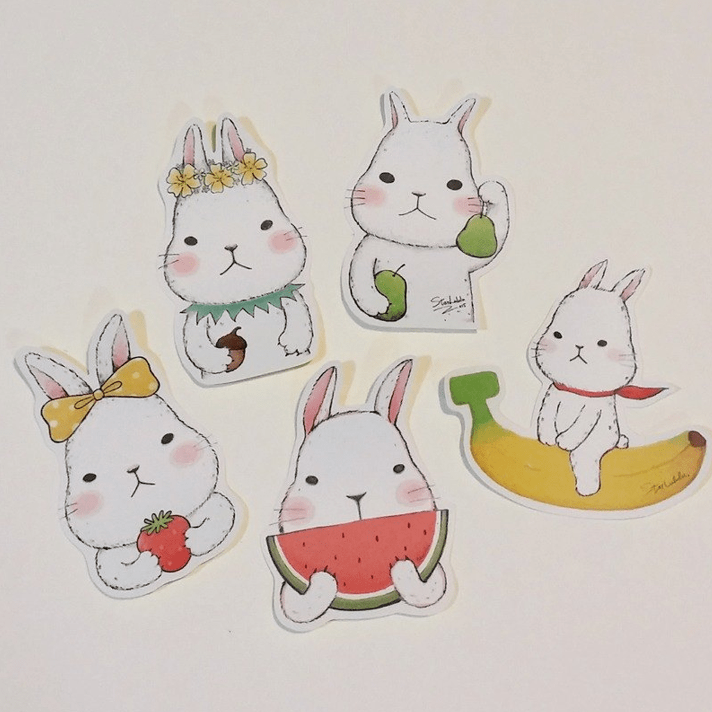 Starlulu Flake Sticker Cute White Rabbit Fruits