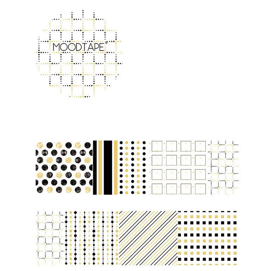 Moodtape Masking Tape - Black Gold Geometry