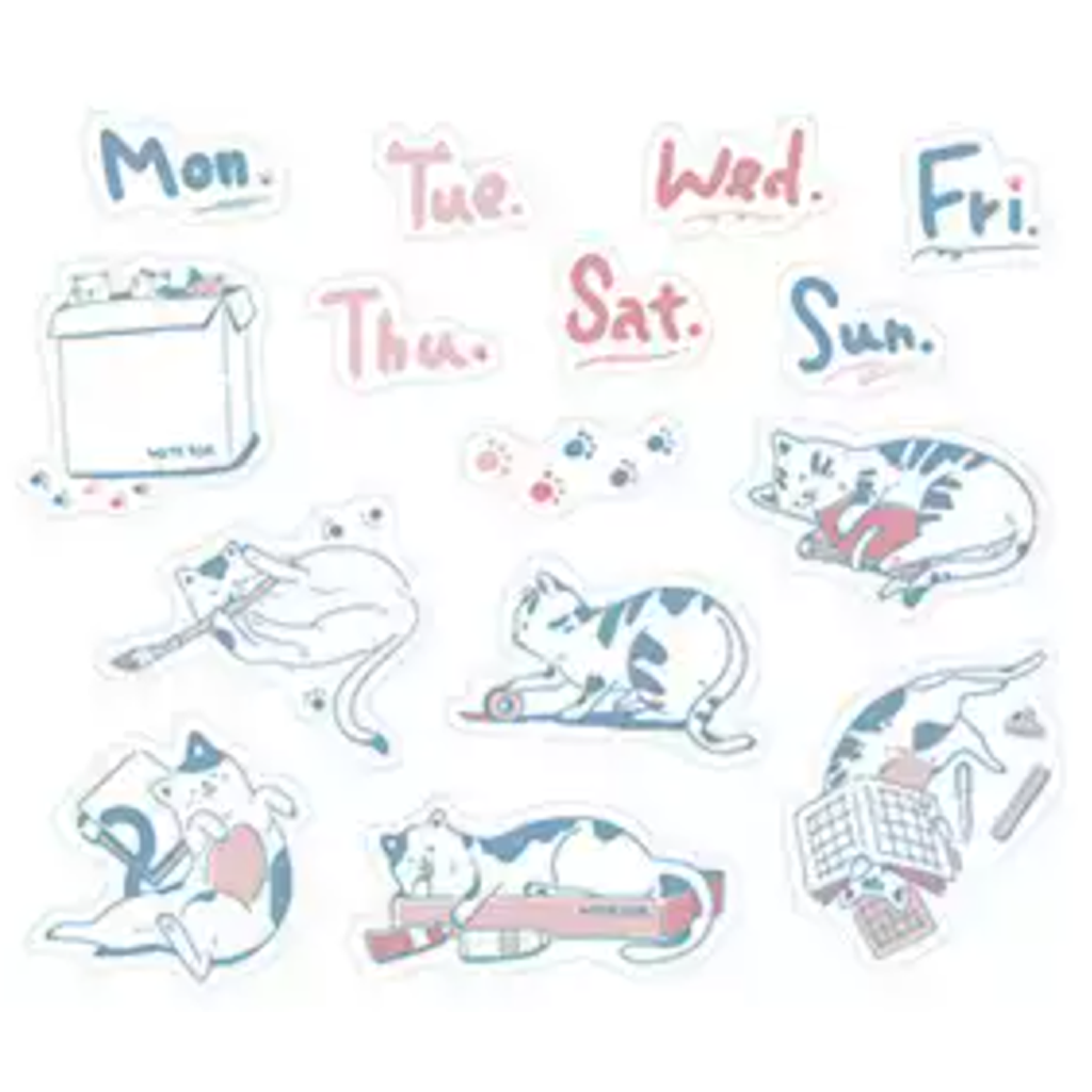 Note For Deco Flake Sticker Journal Cat Girl Meow