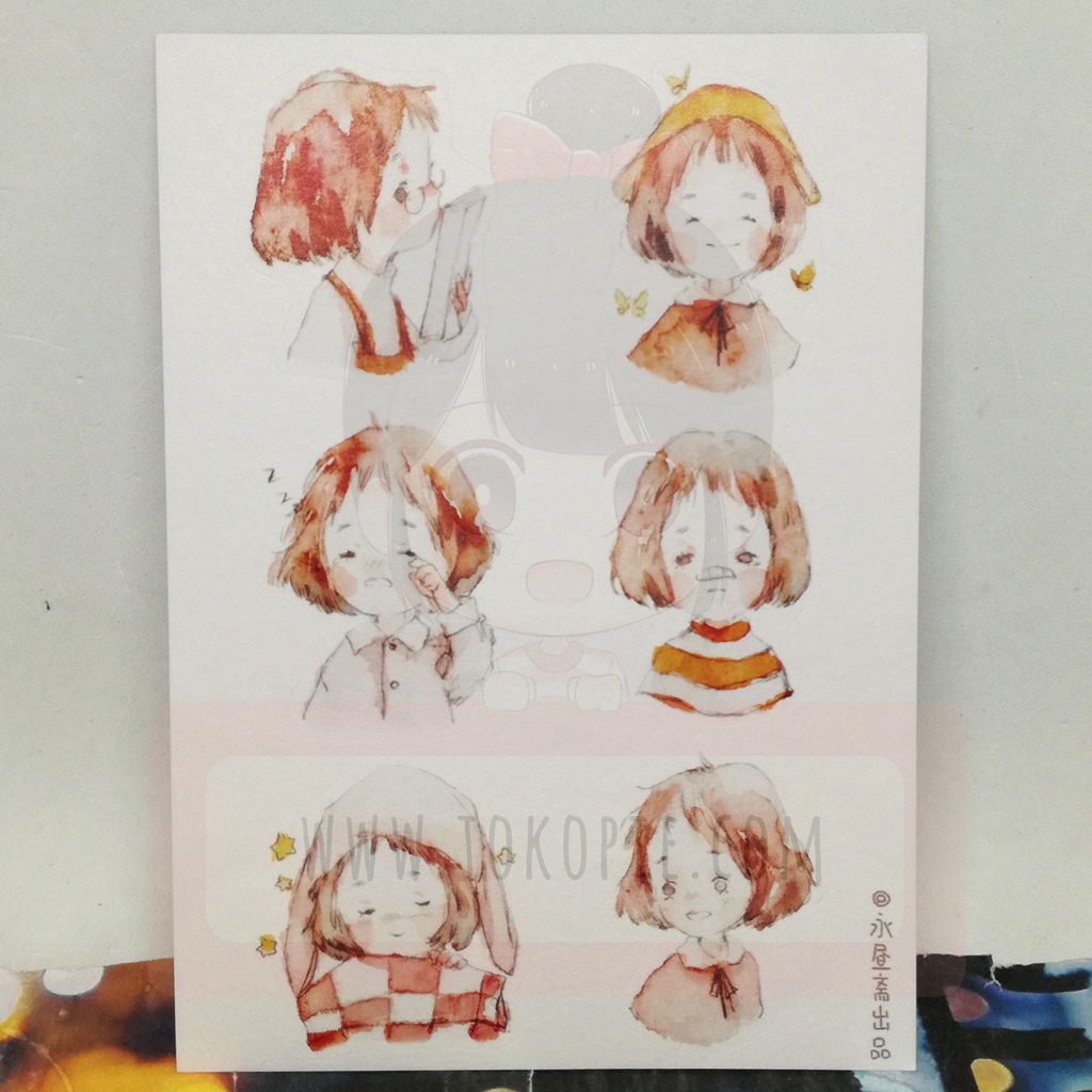 Little Girl Emotion Paper Sticker