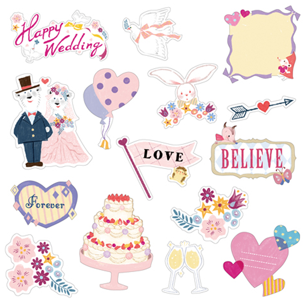 Z &amp; K Flake Seal Deco Sticker Happy Wedding