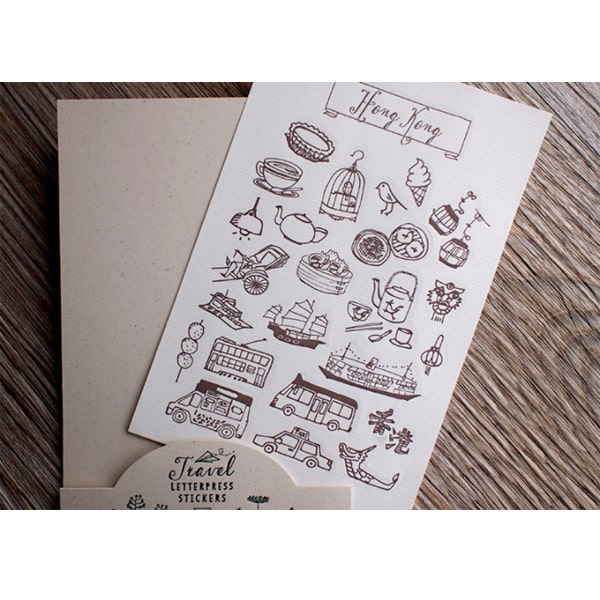 Travel Letterpress Stickers - Hong Kong