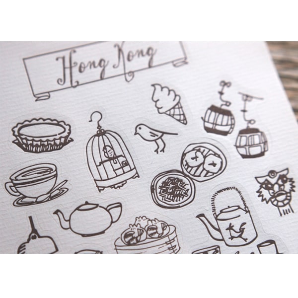 Travel Letterpress Stickers - Hong Kong