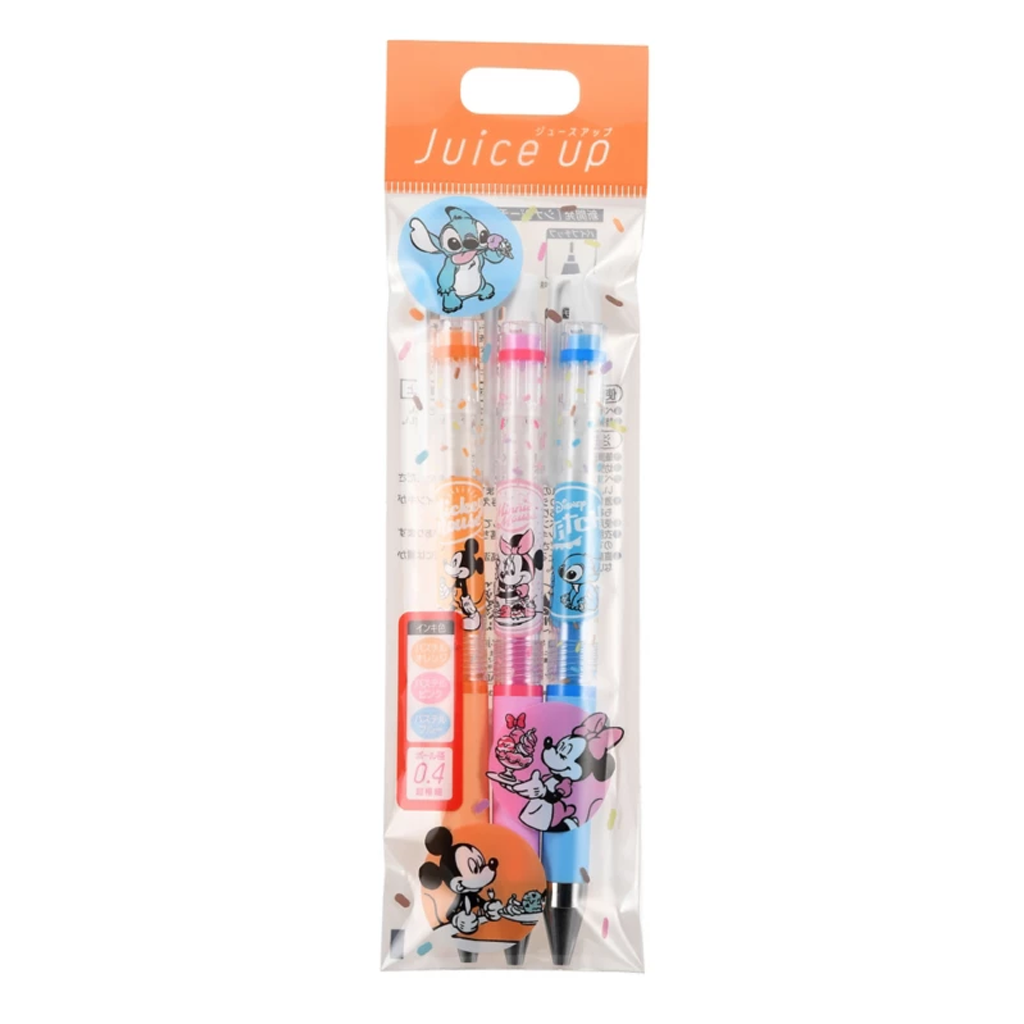 Disney Mickey, Minnie, Stitch Juice Up 0.4 Gel Ink Ballpoint Pen Pastel Color Ice Cream Parlor